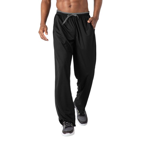 KEFITEVD Relaxhose Herren Lang Offen Beinabschluss Sweatpants Weich Schlafanzughose Männer Atmungsaktiv Loose Fit Lounge Hose Homewear Loungewear Schwarz-Grau L