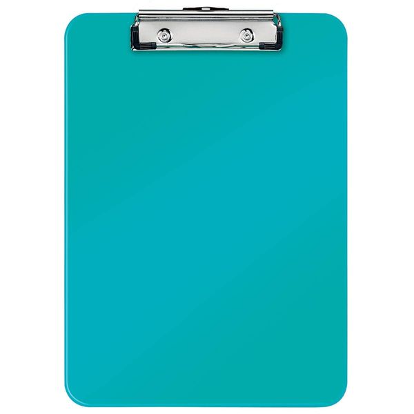 Leitz 39710051 A4 Clipboard, Rigid Plastic, WOW Range, Ice Blue