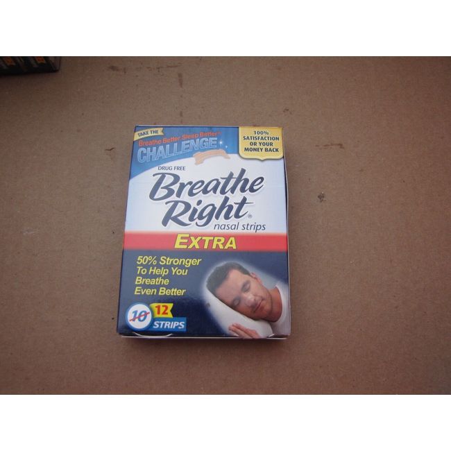 Breathe Right Nasal Strips Extra 12 Tan Strips Drug Free New