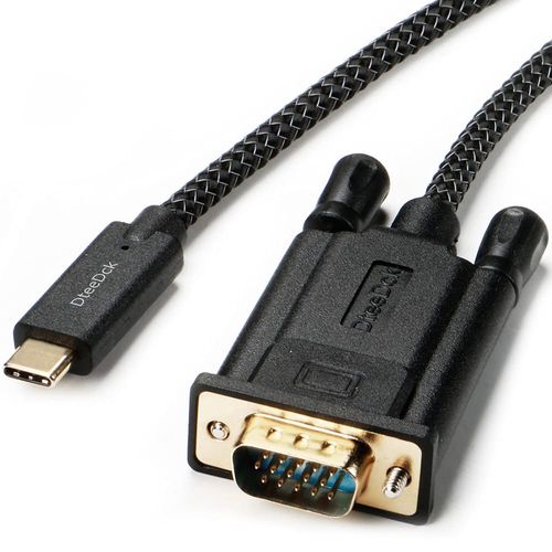 DteeDck USB C to VGA Cable 6 ft, USB Type C (Thunderbolt 3) to VGA Cable Sturdy Braided for USB 3.1 Devices-Compatible with MacBook Pro, iPad Pro Galaxy S10/S9/S8, Surface Book 2, Dell XPS, HP Etc