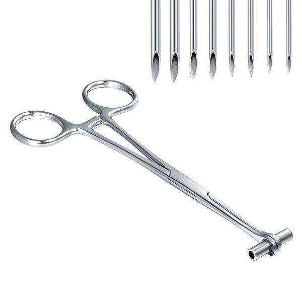 Septum Forceps Clamp Pliers for Nose Septum Piercing Forceps 6" with Needles 316L Surgical Stainless Steel Body Piercing Tools