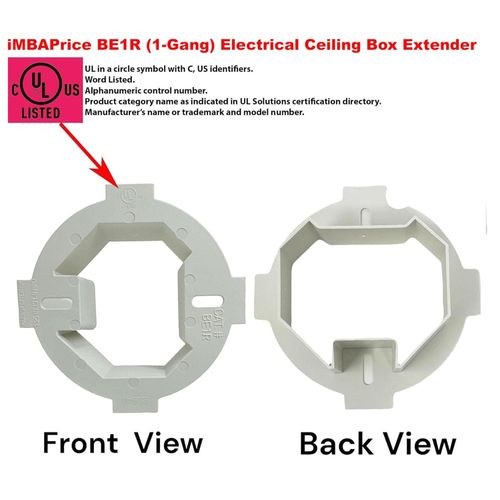 iMBAPrice IMBA-BE1R-4 (UL Listed) 1-Gang Plastic Electrical Ceiling Box Extender, 4.35-Inch x 1.5-Inch for 3.5" and 4" Round or Octagonal Boxes, 4-Pack