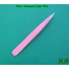 QUALITY MICRO EYEBROW TWEEZERS 3.5" FINE POINT COLOR PINK