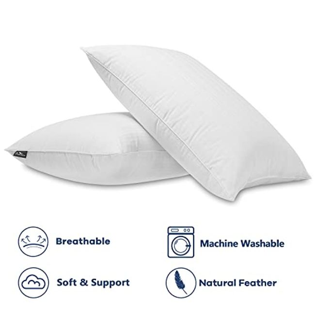 Soft Goose Feathers Down Pillow, Premium White Bedding For