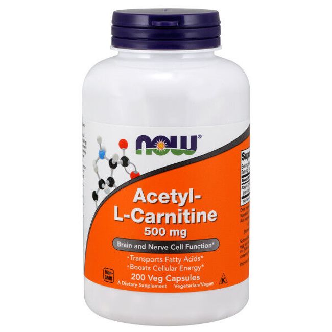 NOW Foods Acetyl L-Carnitine, 500 mg, 200 Veg Capsules