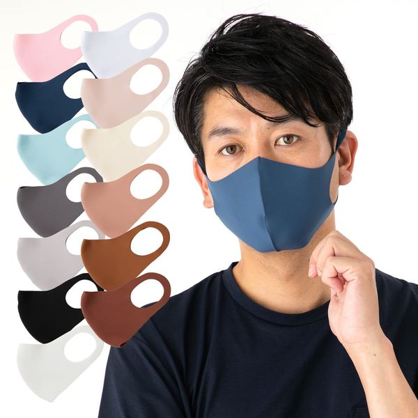 SIMPLE SMILE Cooling Mask, Set of 3, Washable Mask, For Adults and Kids, Cloth, 3D Mask, Washable, Pollen Protection, Mask, Set of 3, Unisex, Antibacterial, Odor Resistant, Thin (Navy, Size L, Set of 3)