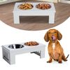 Modern Elevated Pet Food Bowl Feeder Dishes, Set of 2 for Food Water White