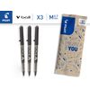 PILOT - Set of 3 V-Ball 07 - Liquid ink rollerball - Black - Medium Tip