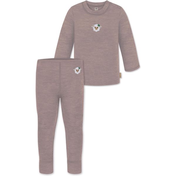 Baby Winter Unterwäsche Thermounterwäsche Wollpullover Feinstrick Pullover mit Knopf und Unterhose Lange Leggings aus 100% Merinowolle Farbe Rosa Größe 86