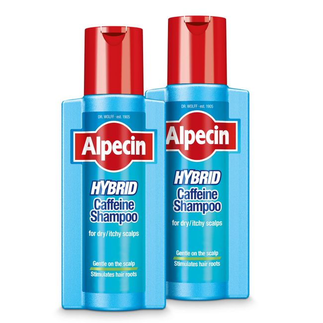 Alpecin Hybrid Shampoo 2x 250ml | Natural Hair Growth Shampoo for Sensitive and Dry Scalps | Energizer for Strong Hair | Hair Care for Men Made in Germany