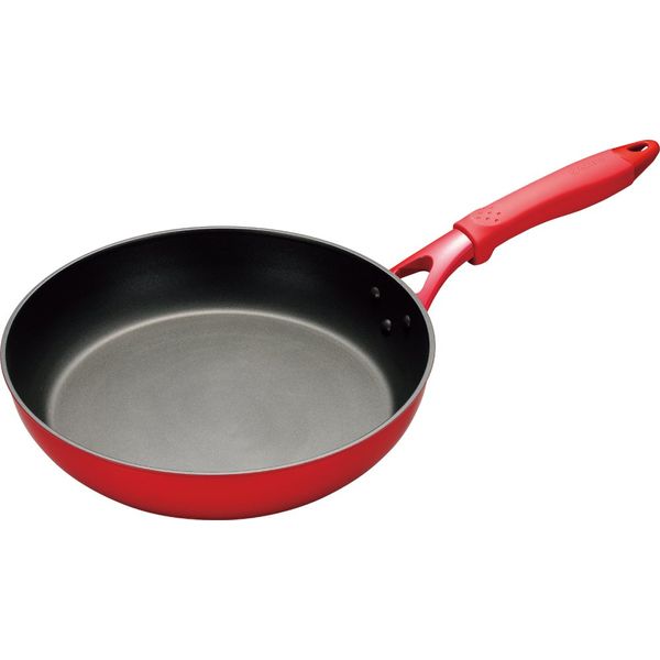 Kyocera CFF-28A-BRD Frying Pan, 11.0 inches (28 cm), IH Compatible, Ceramic Processing, Fluorine Resin Processing, Non-stick, Oil-Used, Less Than Medium Heat, Ceraphort, Red