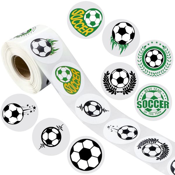 500 Pcs Soccer Sticker Self Adhesive Sports Ball Stickers Waterproof Sports Sticker Football Stickers Soccer Ball Stickers Labels for Jar Helmet Scrapbooks Stationery Sports Party Supplies Decals