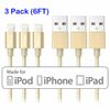 3X 6Ft Lightning Cable MFi Certified USB Charge/Sync Cord for iPhone iPad Gold