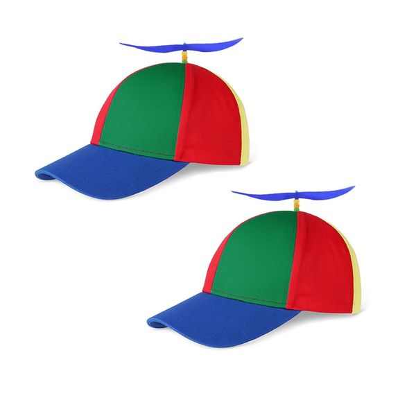 2 Pieces Propeller hat,Helicopter Hat,Propeller Cap,Adults Funny Bucket hat,Summer Sun Protection Outdoor Sun Hat,for Adults and Children Party hat for Party Costume