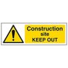 V Safety Warning Building- Construction Site Keep Out - 300 X 100mm