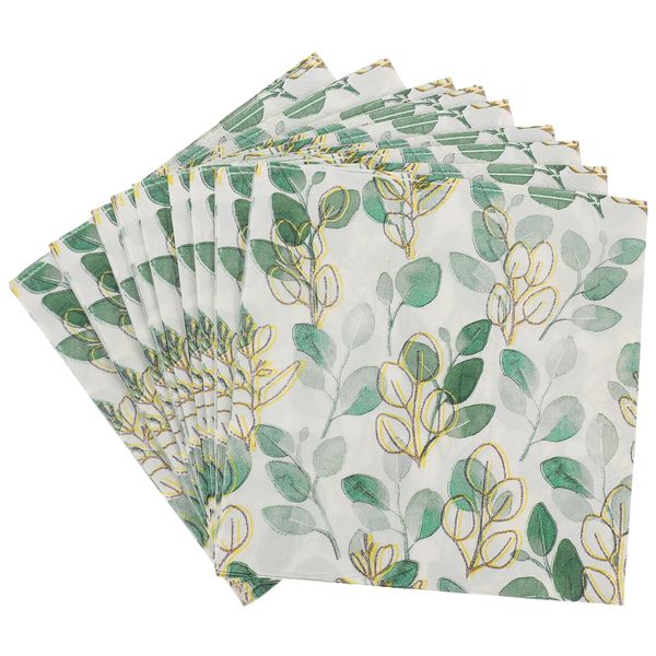 iplusmile 60pcs Dinner Napkins Party Paper Napkins Printed Guest Napkins Watercolor Leaf Disposable Paper Napkins Spring Hand Napkins for Wedding Baby Shower 33x33cm