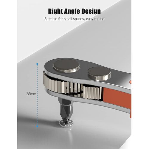 Right Angle Phillips Magnetic Screwdriver for Awkward Spaces, Ancable 1/4” PH2 Mini Ratchet Wrench 1/4 Inch Drive High Torque Offset Reversible Mini Ratcheting Offset Screwdriver for Tight Areas