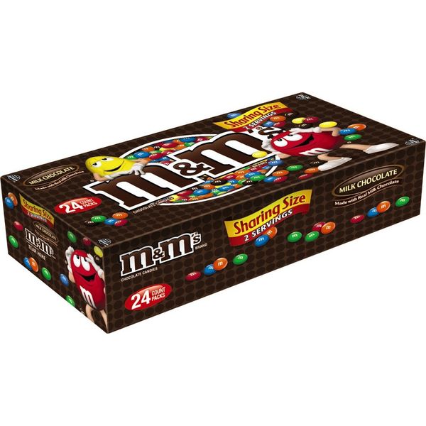 M&M'S Milk Chocolate Candy Sharing Size 3.14 Ounce (Pack of 24) Box