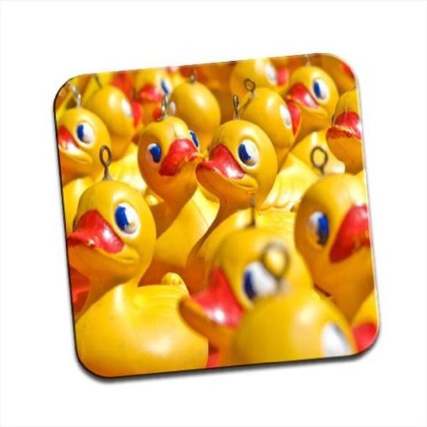 Fairground Rubber Ducks Floating in Water Single Coaster