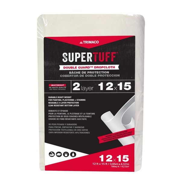 2703 SuperTuff Double Guard Two Layer Leak Resistant Dropcloth, 12 by 15-Feet