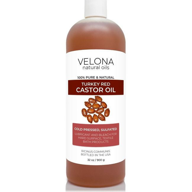 Castor Oil Turkey Red Oil by Velona - 32 oz, Natural, Cold Pressed, Hair Body