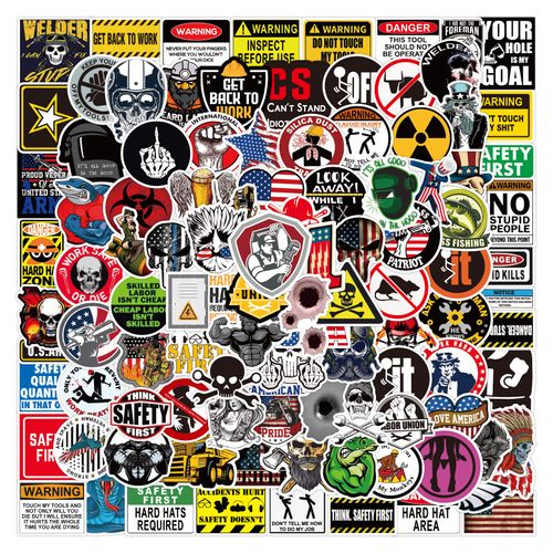 100pcs Pack Funny Hard Hat Stickers for Tool Box Helmet,Helmet Stickers,Welding Stickers,Construction Stickers,Construction Welding Union Military Ironworker Lineman Oilfield Electrician Pipeliner