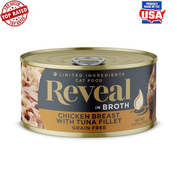 Limited Ingredient Natural Chicken Breast Tuna Fillet Wet Cat Food Broth 3.7lb