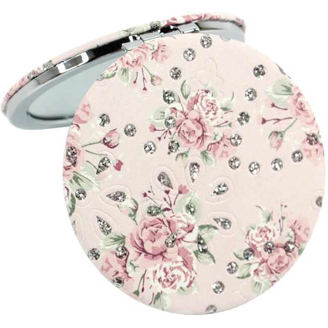 Royal Arden Compact Mirror (Round) Equal & Magnification 2x Rose Pattern, 28.9 inches (73537 mm), Diameter 2.8 inches (7 x 7 x 1 cm)