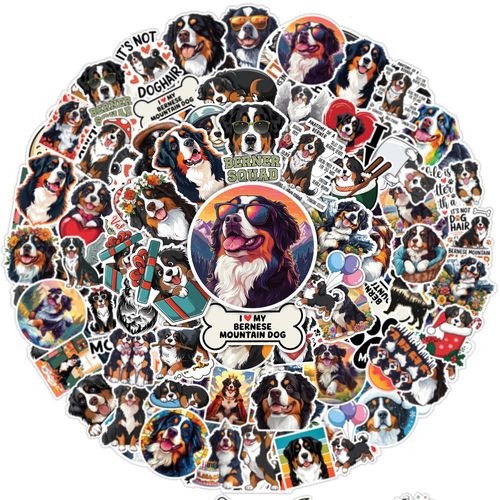 64pcs Bernese Mountain Dog Stickers - Cute Dog Sticker Waterproof Decals for Water Bottles Laptop Luggage Computer Scrapbooking Teens Adults Girls Kids Funny Party Birthday Decorations