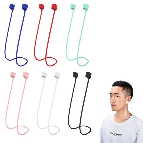 ZHEJIA Earphone Strap (Set of 6) Earphone Neck Strap Silicone Lightweight Cable Accessory Rope Fall Prevention Lost Prevention Convenient Storage Ideal for Sports, Wireless Earphones