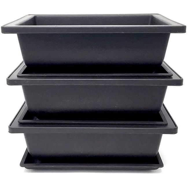 Bonsai Outlet Training Pots with Humidity Trays - Built in Mesh, Six Inch  Large Planters + Made from Durable Shatter Proof Poly-Resin, Set of 3 Pot