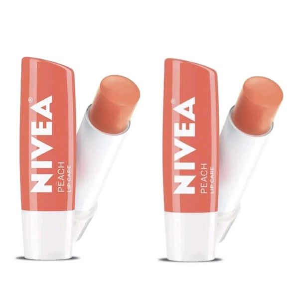 🆕️ Nivea (2-Pack) 0.17 Oz. 🍑 🍑• PEACH Lip Care All-Day Nourishing Moisture.