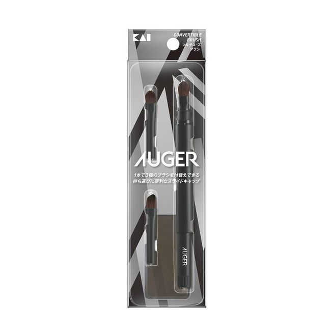 AUGER HC2312 KAI Makeup Brush, 3-in-1 (Eye Shadow, Point Shadow, Eyebrow) with Storage Pouch