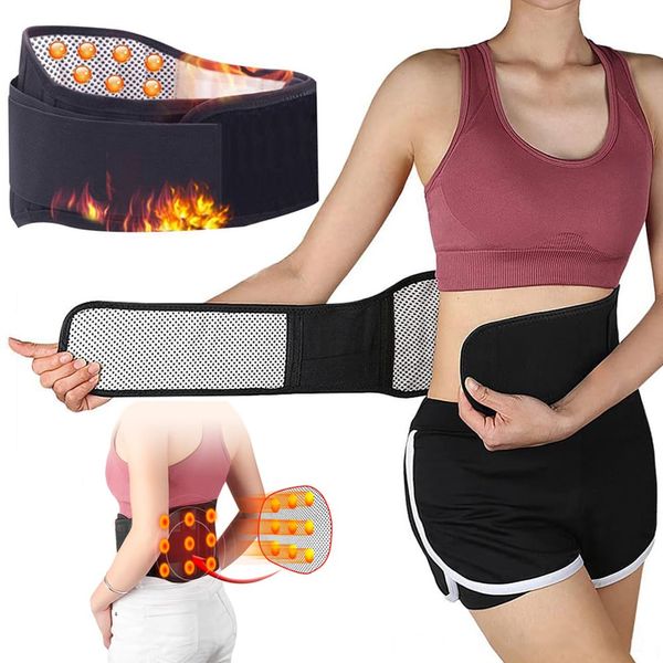 Heated Back Support Belt Self Heating Waist Brace Magnetic Therapy Lumbar Support Belt Adjustable Abdomen Waist Kidney Warmer Self Heating Lower Back Support Belt Wrap Back Brace for Men Women Elderly