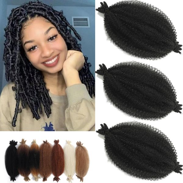 12inch Springy Afro Twist Hair 3 Packs Pre-Separated Braiding Hair Marley Twist Hair for Soft Faux Locs Short BOB Spring Twist Hair Kinky Twist Crochet Hair for Women (12 Inch (Pack of 3), 1B)