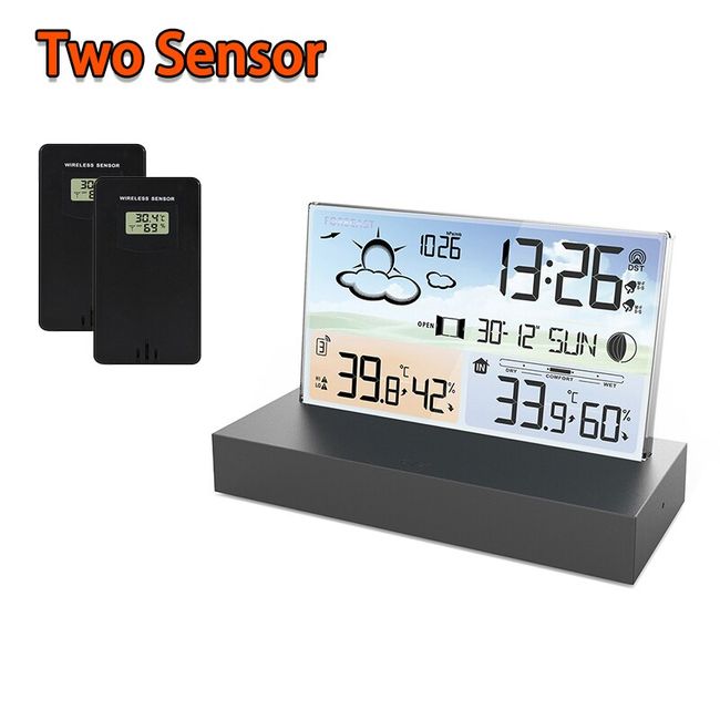 Wireless Outdoor Weather Station Digital Hygrometer Remote Thermometer  Clock hPa