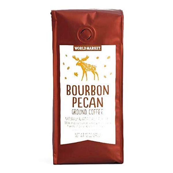 World Marke Bourbon Pecan Ground Coffee Beans - Seasonal Limited Edition Coffee Pure Arabica, Great Aroma Rich Flavored Coffee | Gourmet Blend of Central & South American | 12 Ounce, 1 Pack