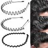 Headband, Set of 3, Men's, 3 Types, Painless, Rust Resistant Plating, Spring, Hair Band, Corrugated Shape, With Comb, Anti-Slip, Black, Simple, Bangs, Secure, Stylish, Hair Ornament, Face Wash, Women's, Unisex