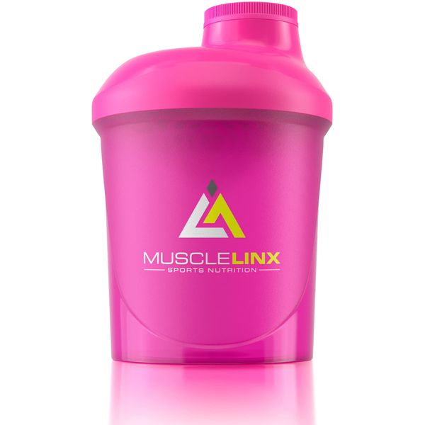 Protein shaker screw top 100% LEAK PROOF drinks bottle 400ml by Musclelinx (Pink 400ml)