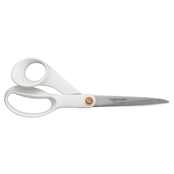 Fiskars Universal Scissors, Total Length: 21 cm, Steel/Synthetic Material, Functional Form, White, 1020412