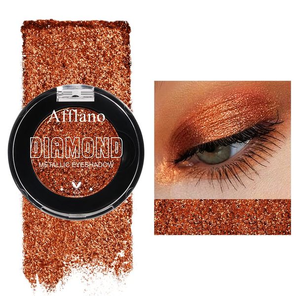 Afflano Metallic Orange Red Eyeshadow, Warm Red Glitter Eyeshadow Palette One-Swipe Coverage, Intense Color Sparkle Red Brick Eyeshadow, Long Lasting Fall Eye Shadow for Women Halloween Pumpkin Makeup