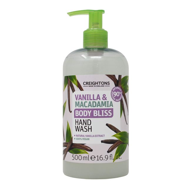 Creightons Body Bliss Vanilla and Macadamia Hand Wash (500 ml) - 90% Naturally Derived Ingredients, Cruelty Free, Vegan Friendly, Made with Natural Fruit Extracts, Paraben Free