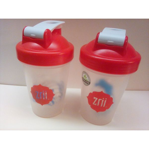 Lot of 2 Zrii Blender Bottle/Shakers With Metal Agitator Balls - New