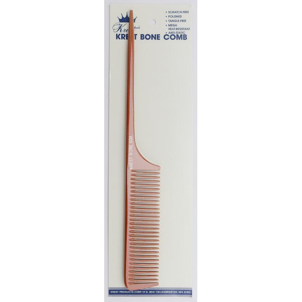Krest Bone 10 Inch Coarse Teeth Rattail comb. Professional comb. Heat Resistant Comb. Styling Combs. Detangle, Sectioning Comb.