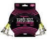 Ernie Ball Flat Pancake Guitar Bass Instrument Patch Cables 3-Pack Black 1ft