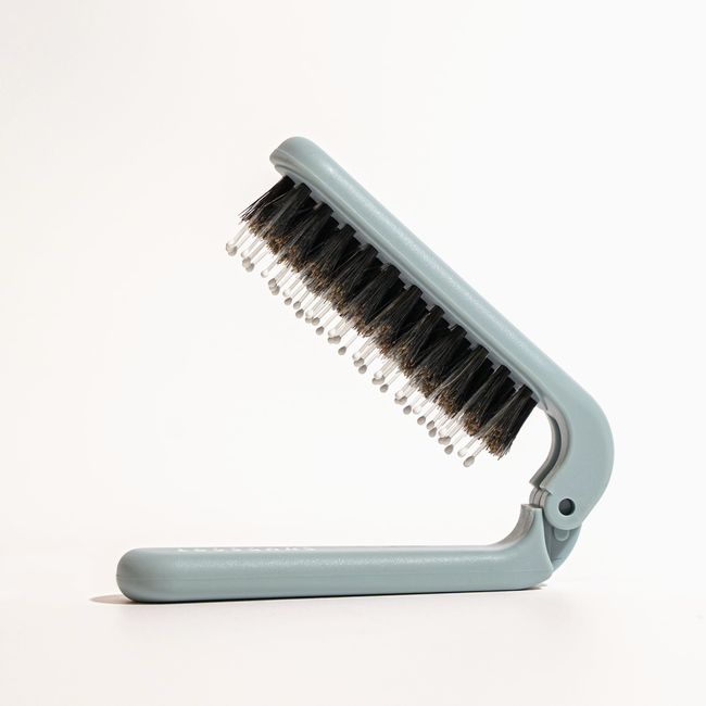 Uffy Travel Hair Brush, Mini Folding Hairbrush Comb with Boar Bristles for Women, Men, and Children, Small Compact Pocket Size for Wet and Dry Hair, Curly and Detangle, Ideal Gift for Her - Baby Blue