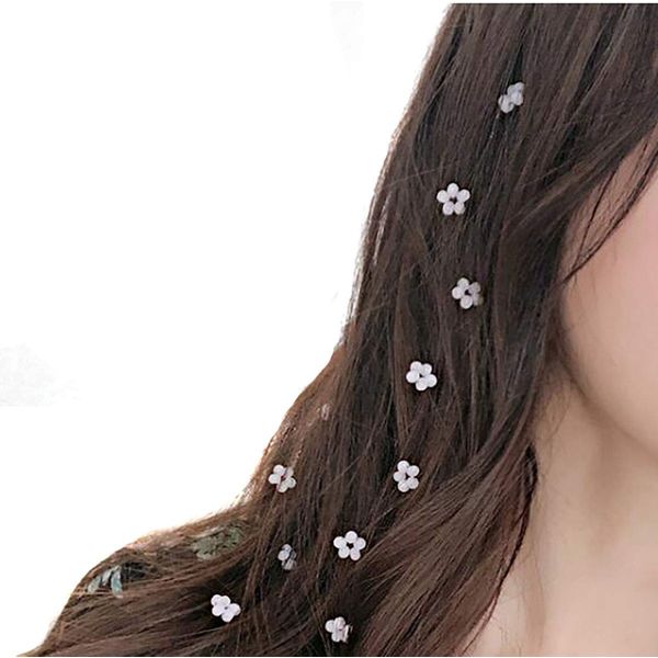 3 PCS Women Crystal Flower Long Hair Decorative Headdress Hair Extensions with Comb Invisible Streamline Hairpin Hair Accessories (White)