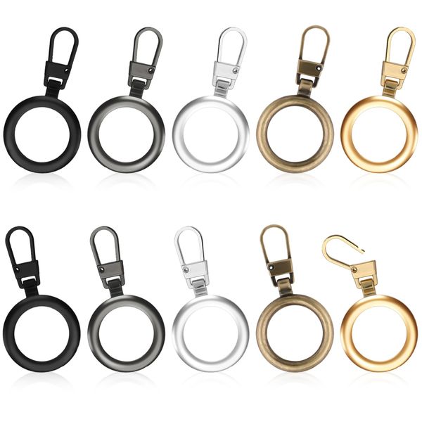 Zipper Pulls Round Zipper Pulls Replacement Detachable Zipper Slider Zipper Pull Charm Zipper Puller Helper for Coat Luggage Backpack Handbags, 5 Colors (10 Pack)