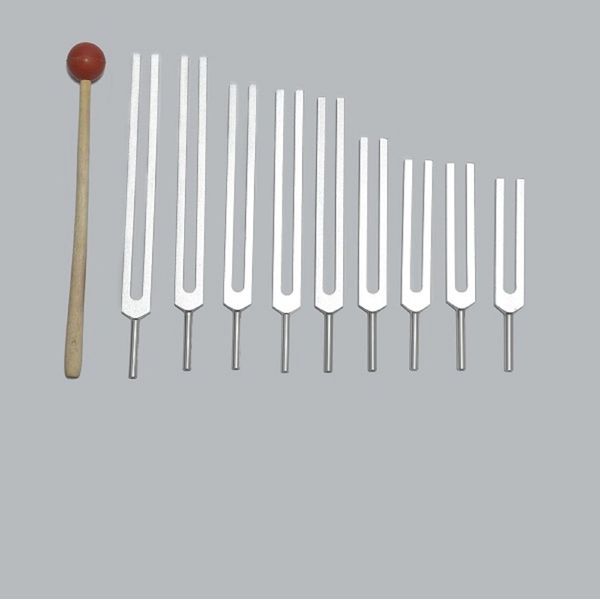 Tuningforkshop 9 Solfeggio Tuning Fork Set for Healing with Pouch+Mallet