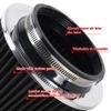 3" 3.5" 4" High Flow Inlet Dry Cold Air Intake Cone Replacement Black Air Filter